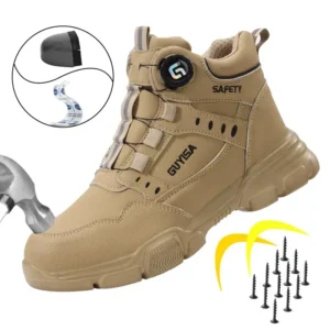 Men's Rotating Button Anti-Smash and Anti-puncture Steel toe