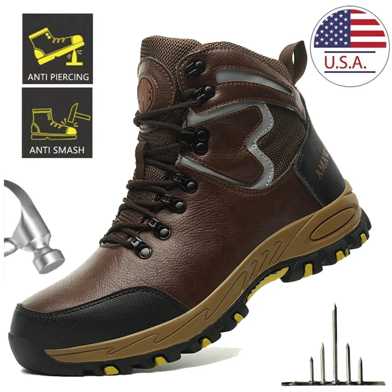 Widen Safety Boots Men Work Indestructible Shoes